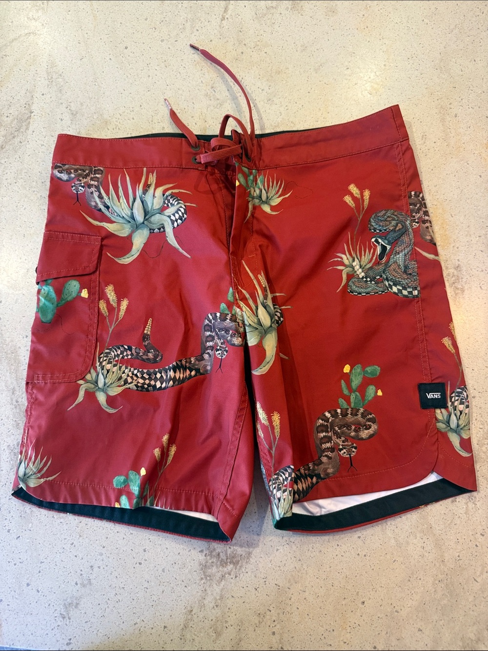 Vans Red Snake & Desert Plant Board Shorts